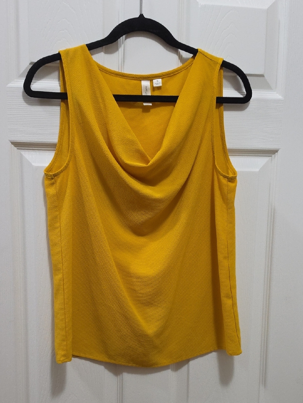 Tacera Mustard Draped Cowl Neck Sleeveless Top